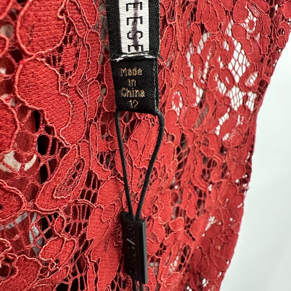 ANTHROPOLOGIE NWT Plenty by Tracy Reese Arcadia Red Pleated Lace Dress // 12 - Picture 9 of 16